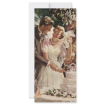Vintage Bride and Groom Cutting the Cake Customized Rack Card