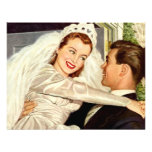Vintage Bride and Groom; Happy Newlyweds Custom Announcement