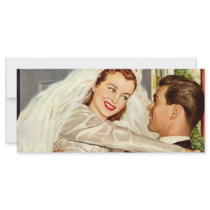 Vintage Bride and Groom; Happy Newlyweds Custom Rack Card
