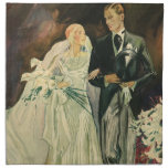 Vintage Bride and Groom; Newlyweds Just Married! Cloth Napkins