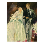 Vintage Bride and Groom; Newlyweds Just Married! Post Card