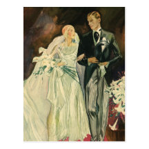 Vintage Bride and Groom; Newlyweds Just Married! Post Card