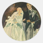 Vintage Bride and Groom; Newlyweds Just Married! Sticker