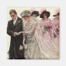Vintage Bride Groom, Victorian Wedding Ceremony Refrigerator Magnet
