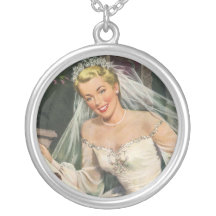 Vintage Bride with Flower Girl on Her Wedding Day Custom Necklace
