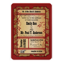 Vintage Broadway Poster Gold Movie Ticket Wedding Personalised Invitations