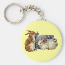 Vintage Bunny Rabbits Key Chain