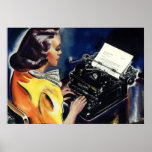 Vintage Business, Admin Secretary Typing a Letter Print