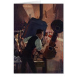 Vintage Business, Projectionist in a Movie Theatre Greeting Cards