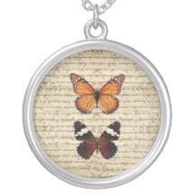 Vintage butterflies collection personalized necklace