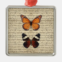 Vintage butterflies collection christmas tree ornament