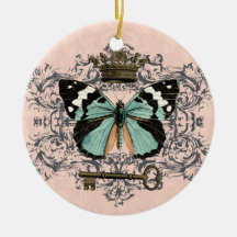 Vintage Butterfly and Crown ornament