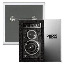 Vintage Camera On Media and Press Badge Button