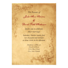 Vintage Caramel Brown Wedding Personalized Invitations