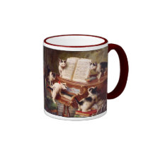 Vintage Cat Art:  Kittens' Recital Mugs