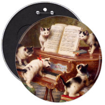 Vintage Cat Art:  Kittens' Recital Pinback Button
