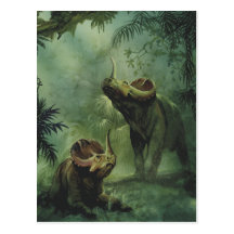 Vintage Centrosaurus Dinosaur in the Jungle Post Cards