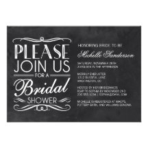 Vintage Chalkboard Bridal Shower Custom Invite