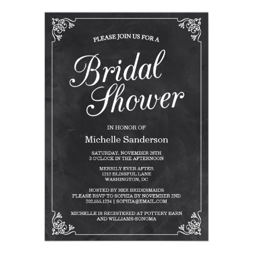 Vintage Chalkboard Bridal Shower Invites - Zazzle.