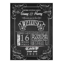 Vintage Chalkboard Wedding Invitation