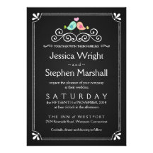 Vintage Chalkboard Wedding Love Birds Invite