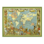 Vintage Change of Address, Antique World map Postcards