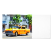 Vintage Chequered Cab Personalised Photo Card
