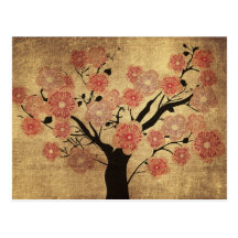 Vintage cherry tree Postcard