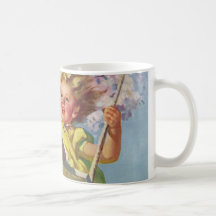 Vintage Child, Girl Swinging on Tree Swing, Spring Coffee Mug