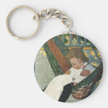 Vintage Child Hammock Doll; Jessie Willcox Smith Key Chains