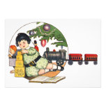 Vintage Child Happy Boy with Toys Christmas Party Personalised Announcements