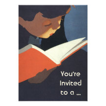 Vintage Child Reading a Book, Back to School Time! Invitations