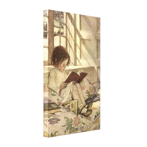 Vintage Child Reading a Book, Jessie Willcox Smith Canvas Print