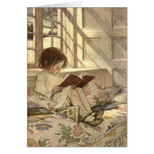 Vintage Child Reading a Book, Jessie Willcox Smith Greeting Cards
