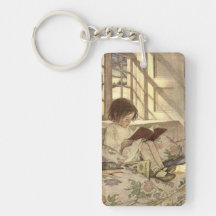 Vintage Child Reading a Book, Jessie Willcox Smith Acrylic Keychain