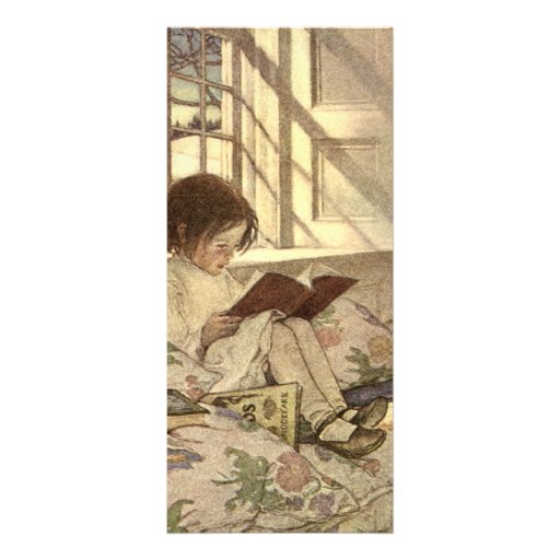 Vintage Child Reading a Book, Jessie Willcox Smith Full Color Rack Card