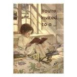 Vintage Child Reading a Book School Graduation Invitations
