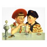Vintage Children, Boy and Girl Sharing a Shake Personalized Invite