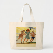 Vintage Children, Boys Girls Fun Roller Skating Canvas Bags