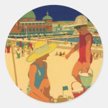 Vintage Children, Sisters Family Vacation at Beach Sticker