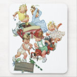 Vintage Children Toddlers Playing with Fire Trucks Mousepads