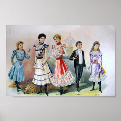 Vintage Fashion Prints on Vintage Children S Fashion 1890 S Posters   Zazzle Com Au