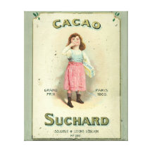 Vintage Chocolate Kiss Girl from France Canvas Print