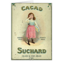 Vintage Chocolate Kiss Girl from France Greeting Card