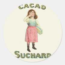 Vintage Chocolate Kiss Girl from France Round Sticker