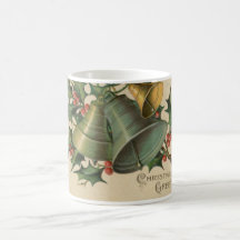 Vintage Christmas Bells and Holly Coffee Mugs