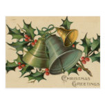Vintage Christmas Bells and Holly Post Card