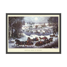 Vintage Christmas, Central Park in Winter Canvas Prints