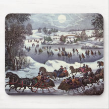 Vintage Christmas, Central Park in Winter Mouse Pad