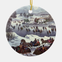 Vintage Christmas, Central Park in Winter Christmas Ornament